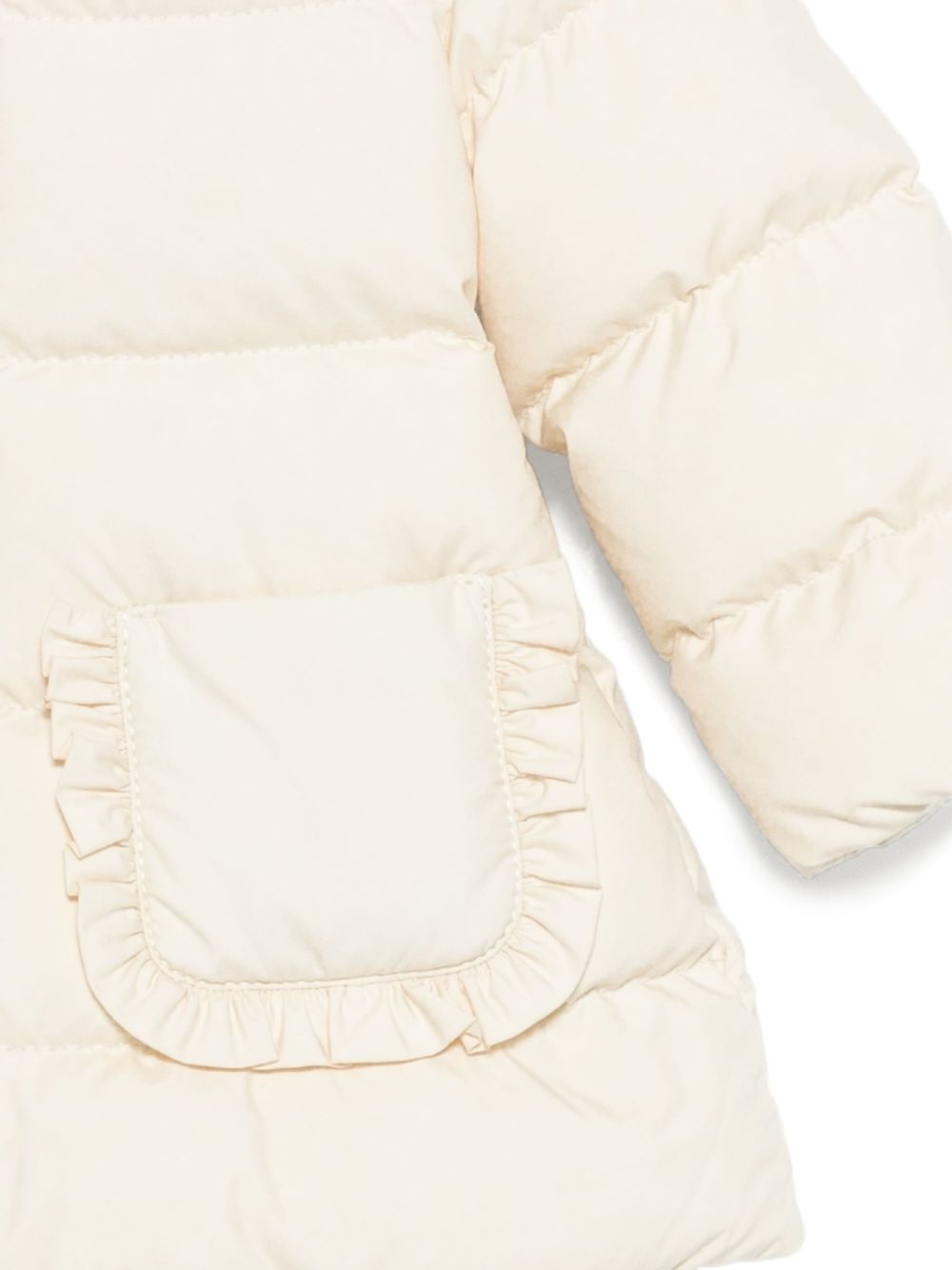 Giubbino per neonata Moncler Enfant beige con ruches sulle tasche K29511C00001597YW 041 MONCLER KIDS 