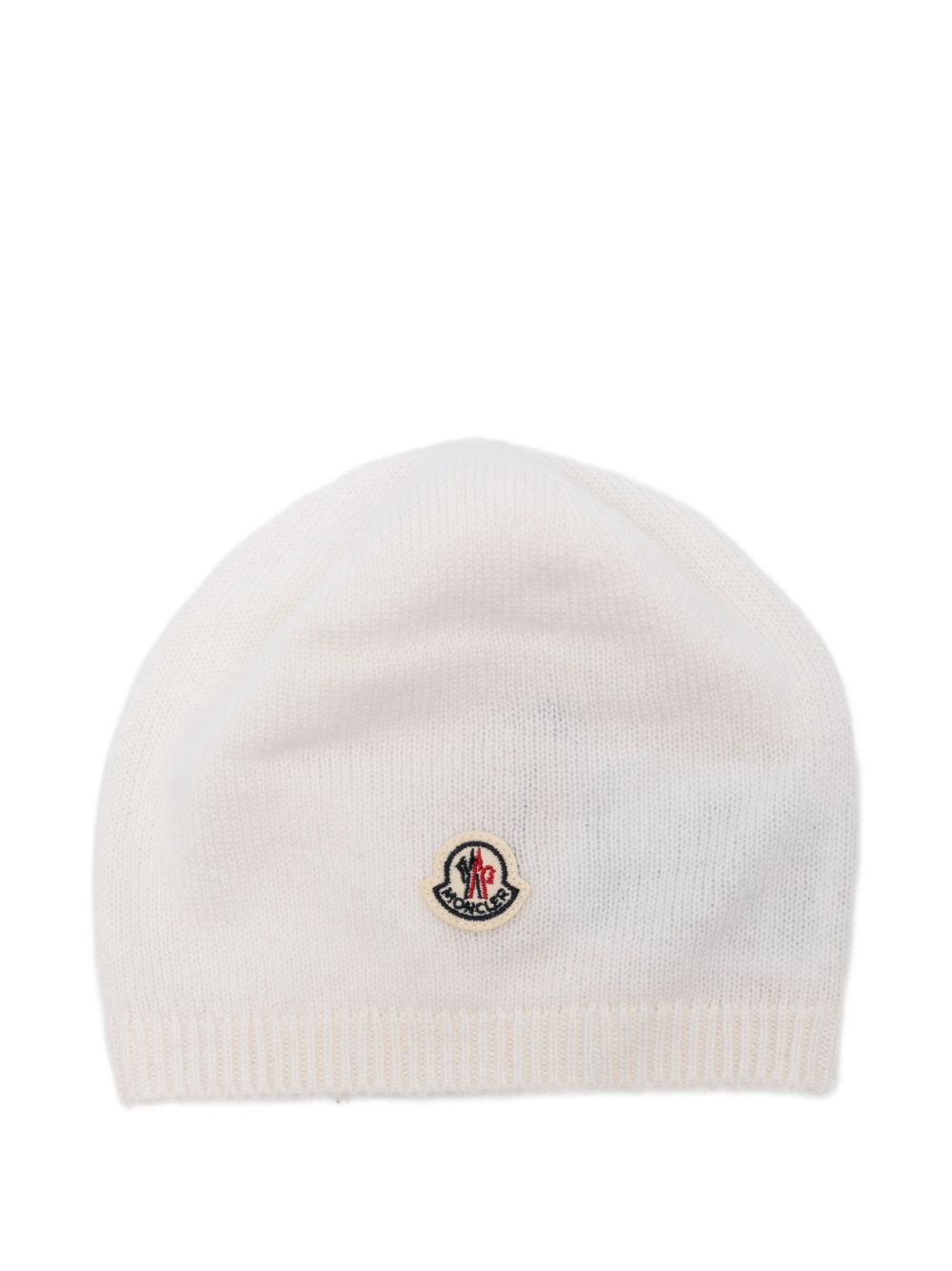 Berretto per neonati Moncler Enfant bianco con toppa con logo K29513B00002M1223 004 MONCLER KIDS 