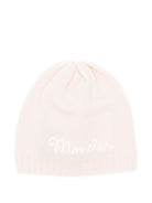 Berretto per neonata Moncler Enfant rosa con logo ricamato K29513B00014M4281 506 MONCLER KIDS 