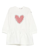 Abito per neonata Moncler Enfant bianco con stampa cuore K29518I0000489A23 034 MONCLER KIDS 