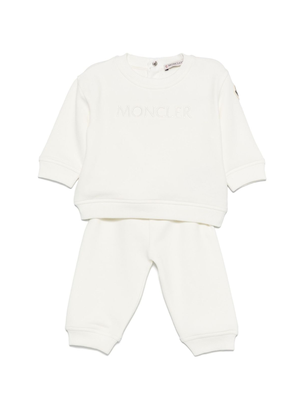 Tuta per neonato Moncler Enfant bianco con logo ricamato K29518M0000289A23 034 MONCLER KIDS 