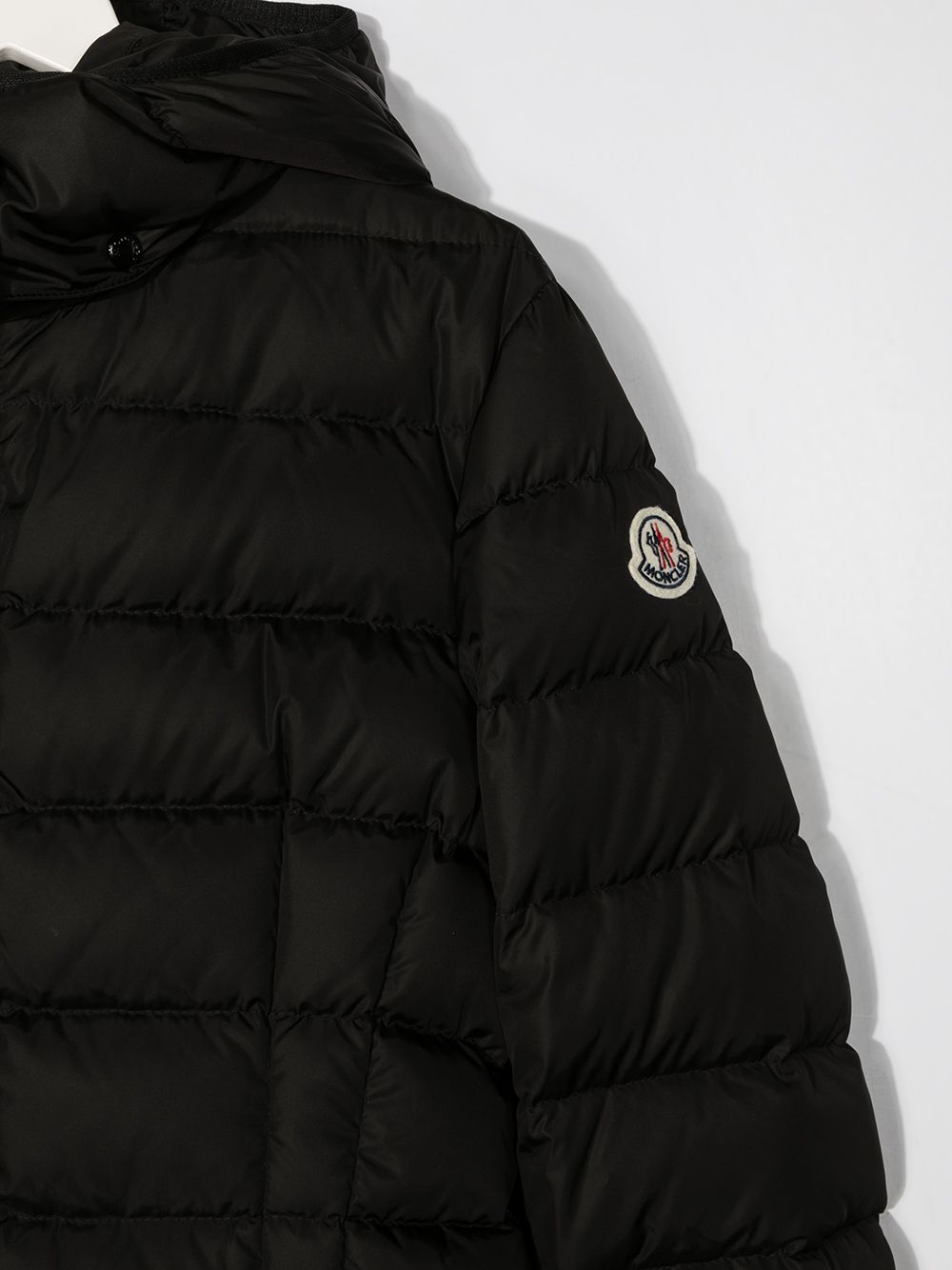 Piumino lungo per bambina Moncler Enfant nero con cappuccio K29541C5021054155 999 MONCLER KIDS 