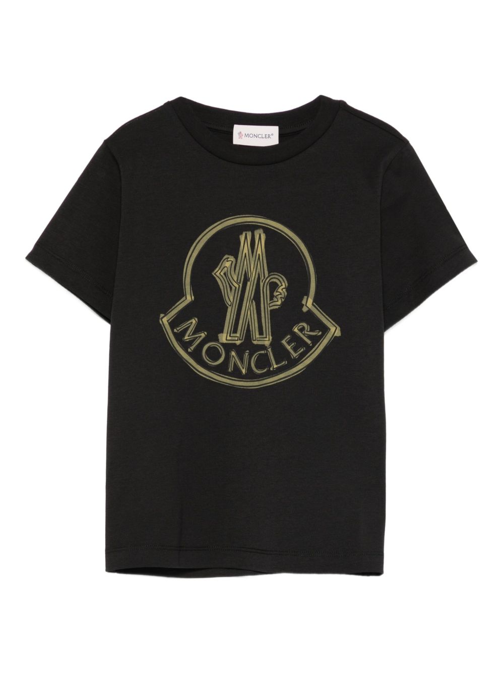 T-shirt per bambino Moncler Enfant nera con logo centrale K29548C0002689AFV 999 MONCLER KIDS 