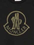 T-shirt per bambino Moncler Enfant nera con logo centrale K29548C0002689AFV 999 MONCLER KIDS 