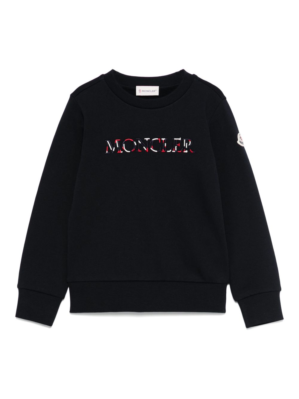 Felpa per bambino Moncler Enfant nera con logo ricamato e scollo rotondo K29548G00002899PS 778 MONCLER KIDS 