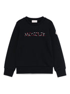 Felpa per bambino Moncler Enfant nera con logo ricamato e scollo rotondo K29548G00002899PS 778 MONCLER KIDS 