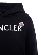 Felpa per bambino Moncler Enfant nera con cappuccio e logo ricamato K29548G00017899PS 999 MONCLER KIDS 