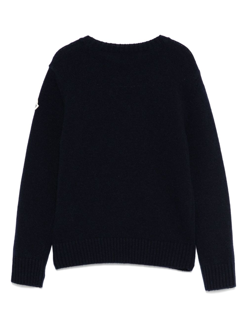 Maglione per bambina Moncler Enfant blu notte in lana vergine con toppa con logo K29549C00001M1241 745 MONCLER KIDS 
