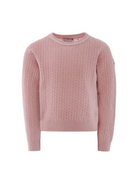 Maglione per bambina Moncler Enfant rosa in lana con motivo a trecce K29549C00006M1241 50M MONCLER KIDS 