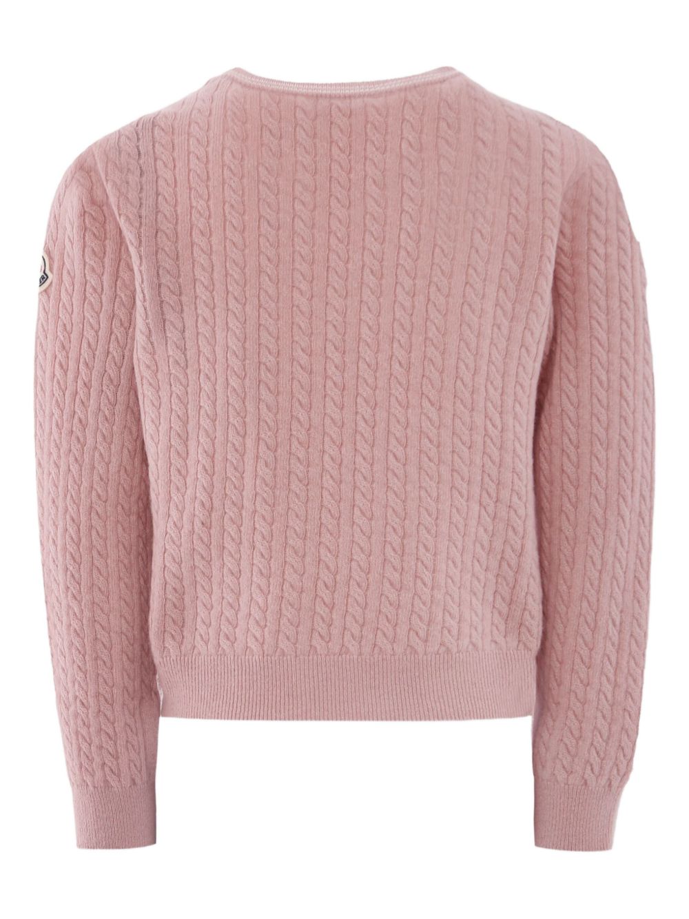 Maglione per bambina Moncler Enfant rosa in lana con motivo a trecce K29549C00006M1241 50M MONCLER KIDS 