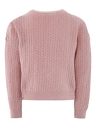 Maglione per bambina Moncler Enfant rosa in lana con motivo a trecce K29549C00006M1241 50M MONCLER KIDS 