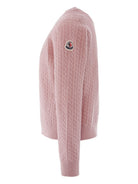 Maglione per bambina Moncler Enfant rosa in lana con motivo a trecce K29549C00006M1241 50M MONCLER KIDS 