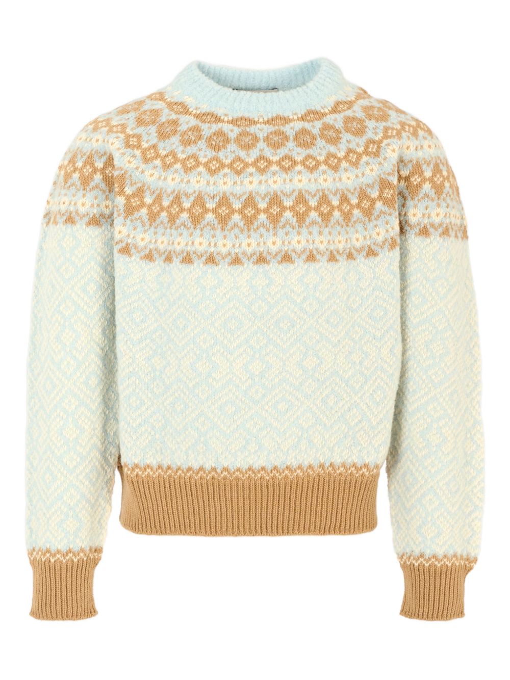 Maglione per bambina Moncler Enfant azzurro con motivo Fair Isle K29549C00008M4505 702 MONCLER KIDS 