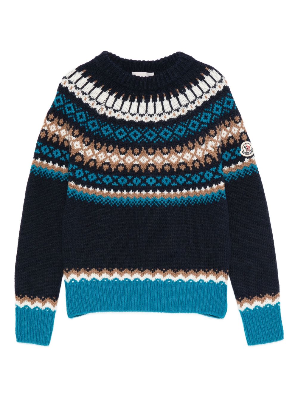Maglione per bambino Moncler Enfant blu con motivo Fair Isle K29549C00011M1115 778 MONCLER KIDS 