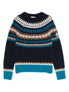 Maglione per bambino Moncler Enfant blu con motivo Fair Isle K29549C00011M1115 778 MONCLER KIDS 
