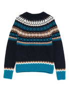 Maglione per bambino Moncler Enfant blu con motivo Fair Isle K29549C00011M1115 778 MONCLER KIDS 