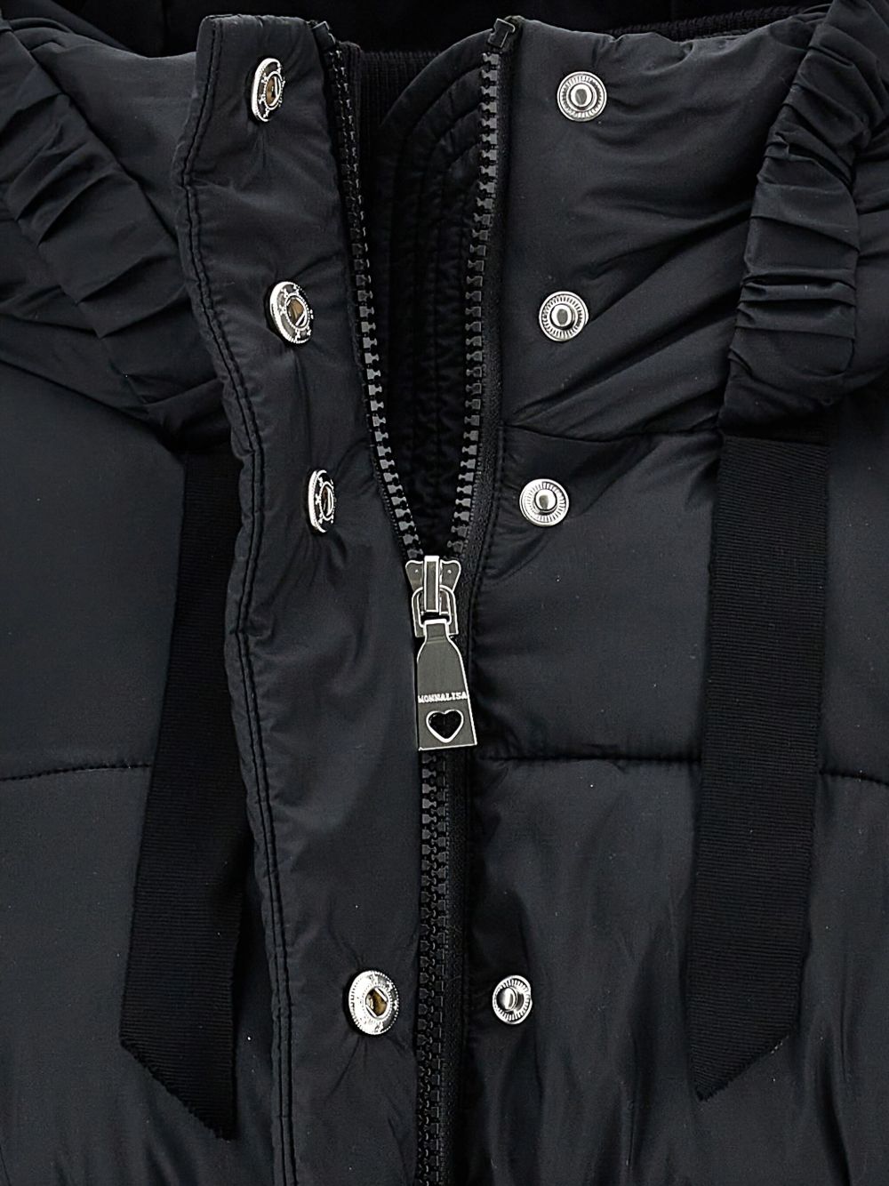 Piumino per bambina Monnalisa nero con cappuccio 17F102 6021 0050 MONNALISA KIDS 
