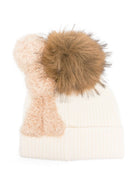 Berretto per bambina Monnalisa écru con grande pompon 19F005 6063 0001 MONNALISA KIDS 