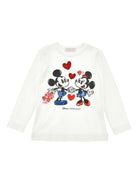 T-shirt per bambina Monnalisa bianca con grafica con Topolino e Minnie 19F602 6003 0001 MONNALISA KIDS 