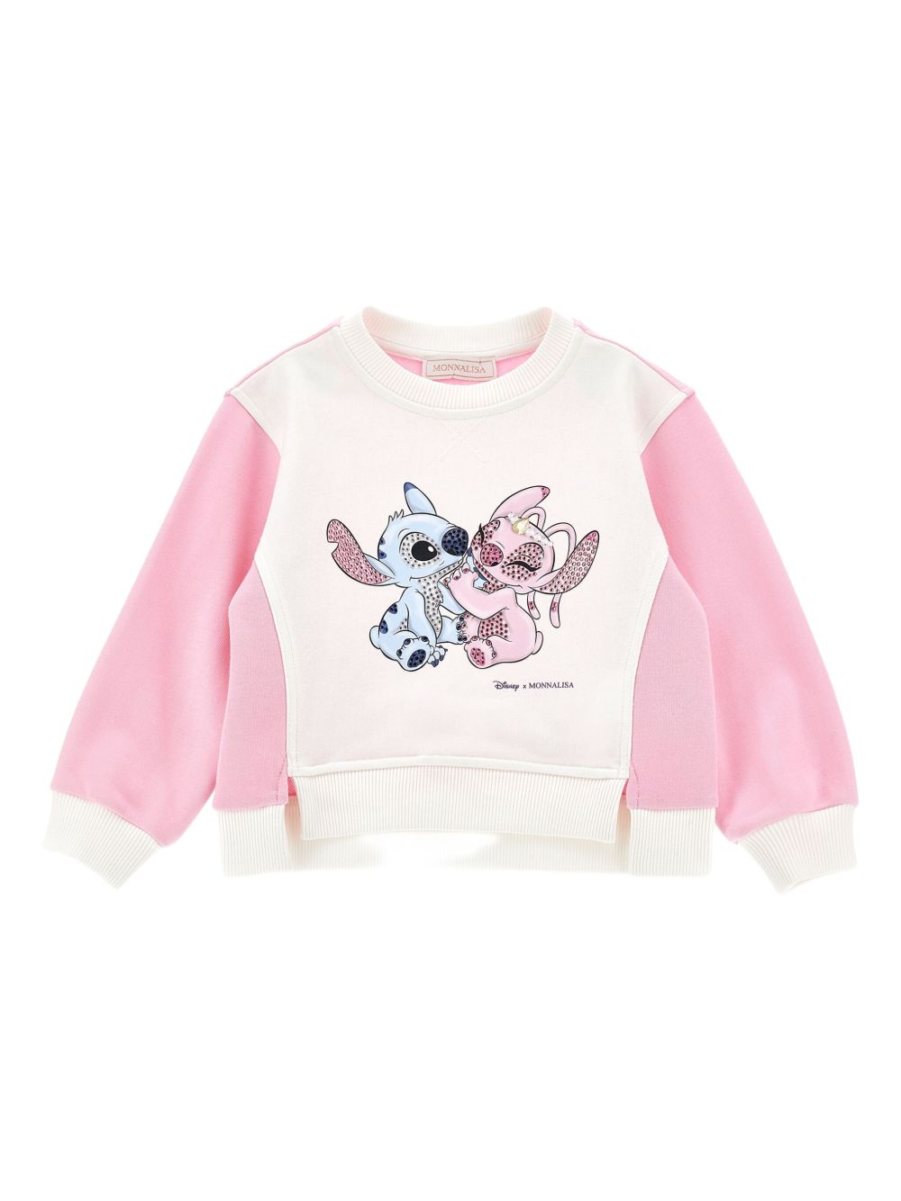 Felpa per bambina Disney x Monnalisa rosa con stampa grafica Stitch 19F606 6011 0190 MONNALISA KIDS 