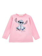 T-shirt per bambina Disney x Monnalisa rosa con stampa grafica Stitch 19F610 6013 0090 MONNALISA KIDS 
