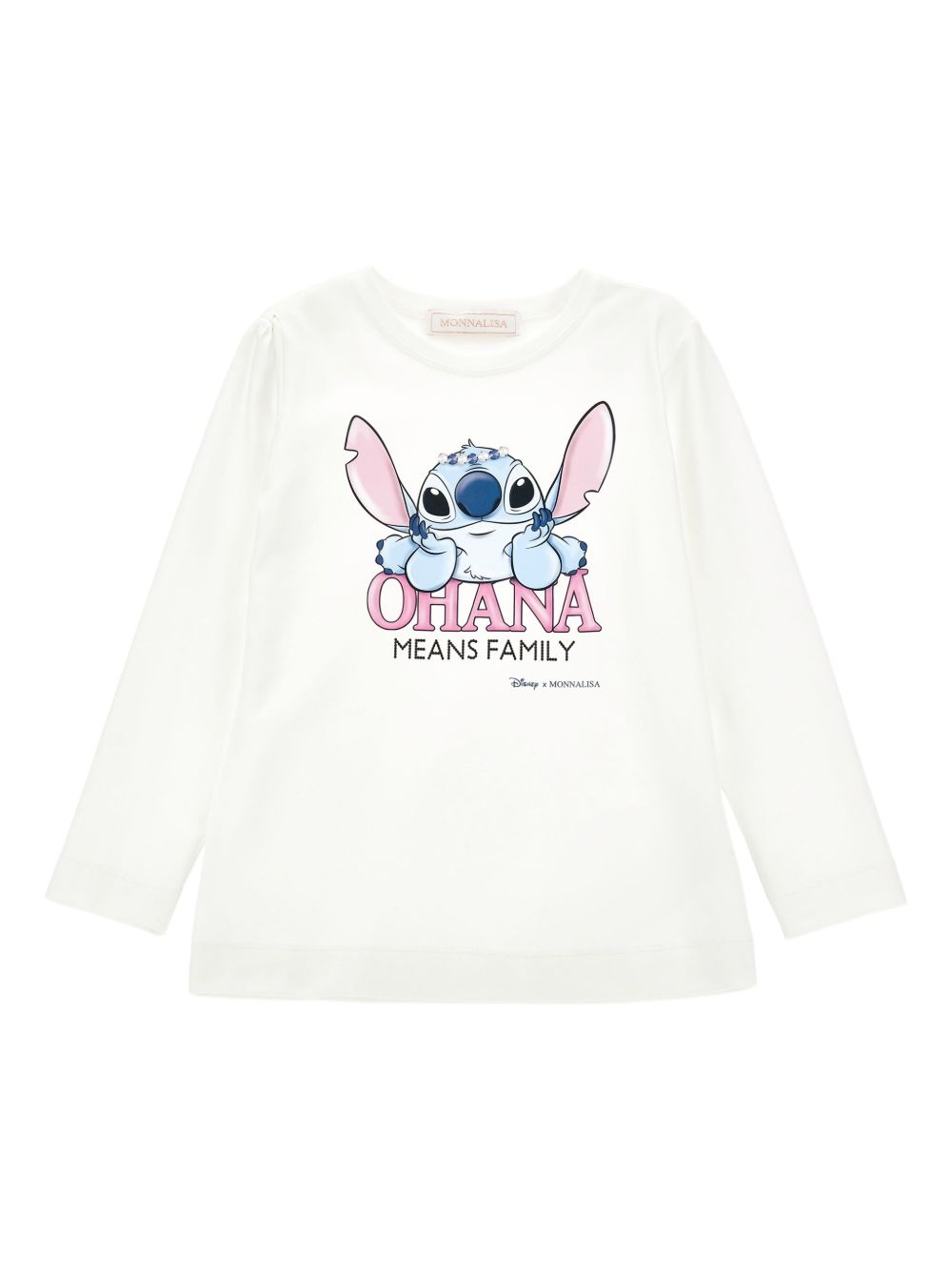 T-shirt per bambina Disney x Monnalisa bianco con stampa grafica Stitch 19F618 6013 0001 MONNALISA KIDS 