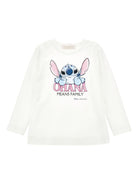 T-shirt per bambina Disney x Monnalisa bianco con stampa grafica Stitch 19F618 6013 0001 MONNALISA KIDS 