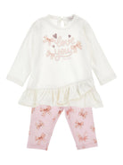 Set t-shirt e pantaloni per neonata Monnalisa bianco con stampa 31F500 6650 9001 MONNALISA KIDS 