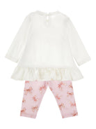 Set t-shirt e pantaloni per neonata Monnalisa bianco con stampa 31F500 6650 9001 MONNALISA KIDS 