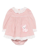 Abito per neonata Monnalisa rosa con colletto arricciato 35F513 6009 0091 MONNALISA KIDS 