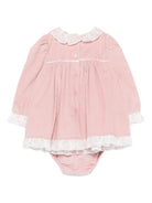 Abito per neonata Monnalisa rosa con colletto arricciato 35F513 6009 0091 MONNALISA KIDS 