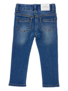 Jeans dritti per neonata Monnalisa in denim con stampa con fiocco 39F400 6042 0055 MONNALISA KIDS 