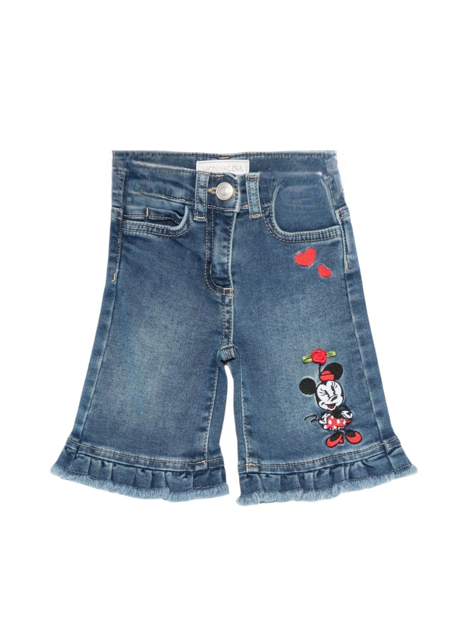 Shorts per neonata Monnalisa denim con ricamo di Minnie Mouse 39F406 6043 0055 MONNALISA KIDS 