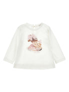 T-shirt per neonata Monnalisa bianco in cotone con stampa sul davanti 39F602 6005 0001 MONNALISA KIDS 