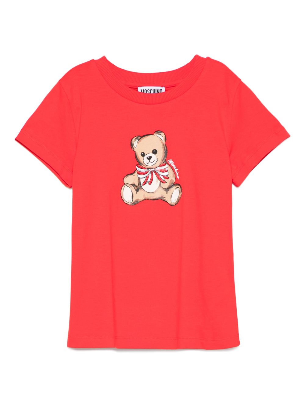 T-shirt per bambina Moschino Kids rossa con stampa teddy HCM06KLBA11 50109 MOSCHINO KIDS 