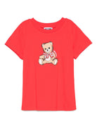 T-shirt per bambina Moschino Kids rossa con stampa teddy HCM06KLBA11 50109 MOSCHINO KIDS 