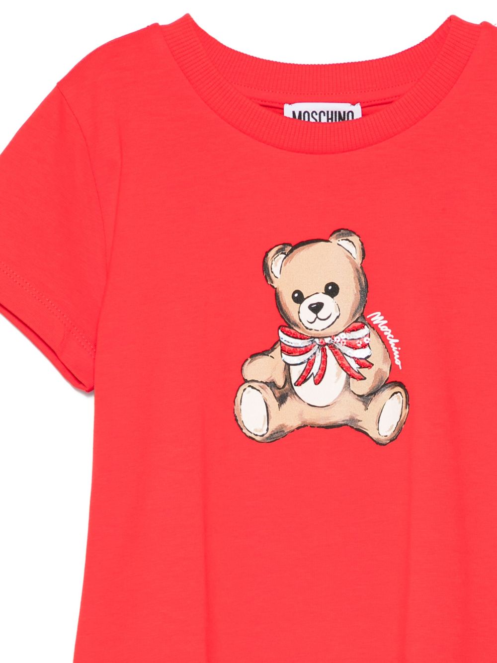 T-shirt per bambina Moschino Kids rossa con stampa teddy HCM06KLBA11 50109 MOSCHINO KIDS 