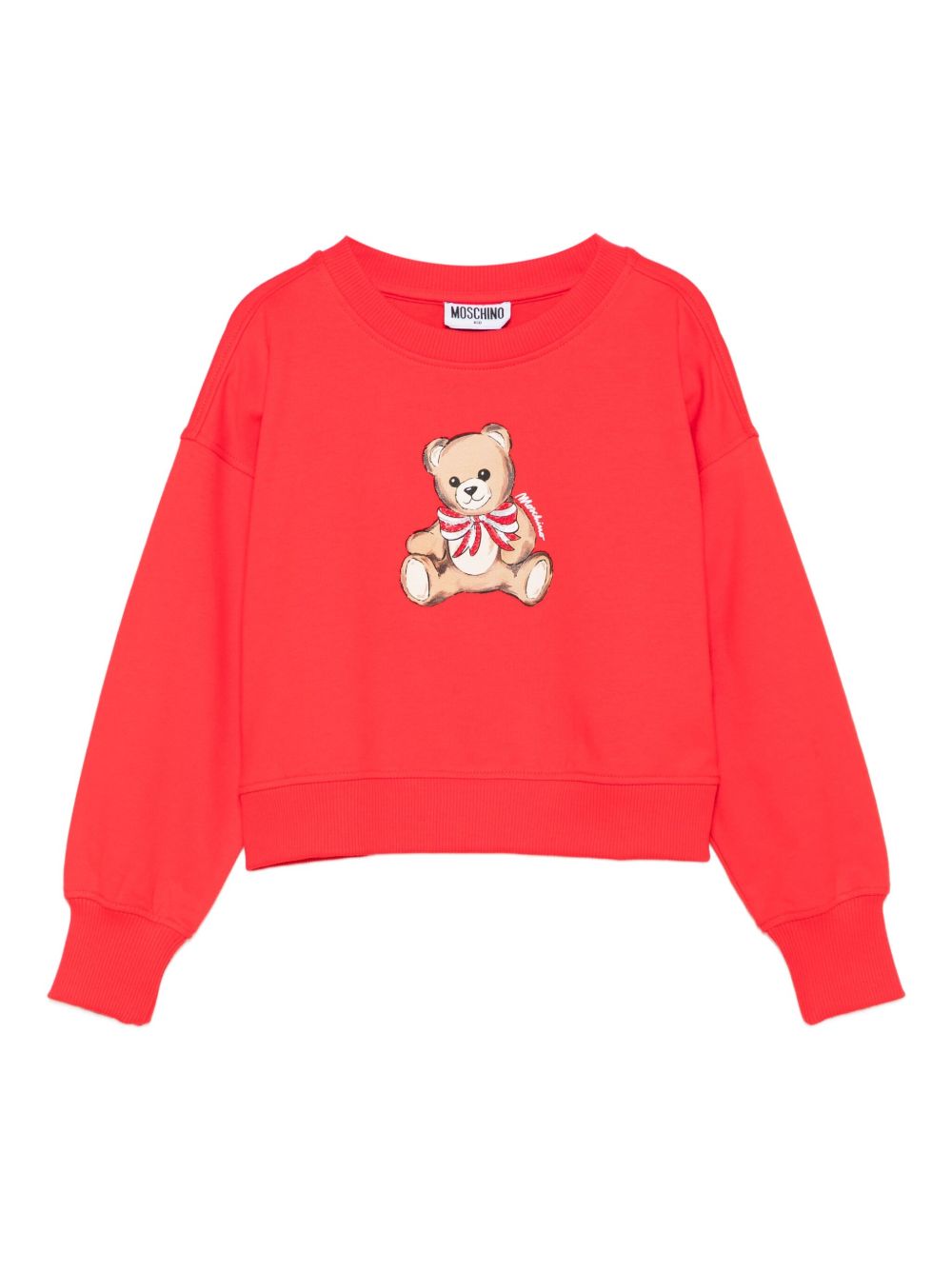 Felpa per bambina Moschino Kids rossa con stampa orso HDF06GLDA16 50109 MOSCHINO KIDS 