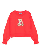 Felpa per bambina Moschino Kids rossa con stampa orso HDF06GLDA16 50109 MOSCHINO KIDS 