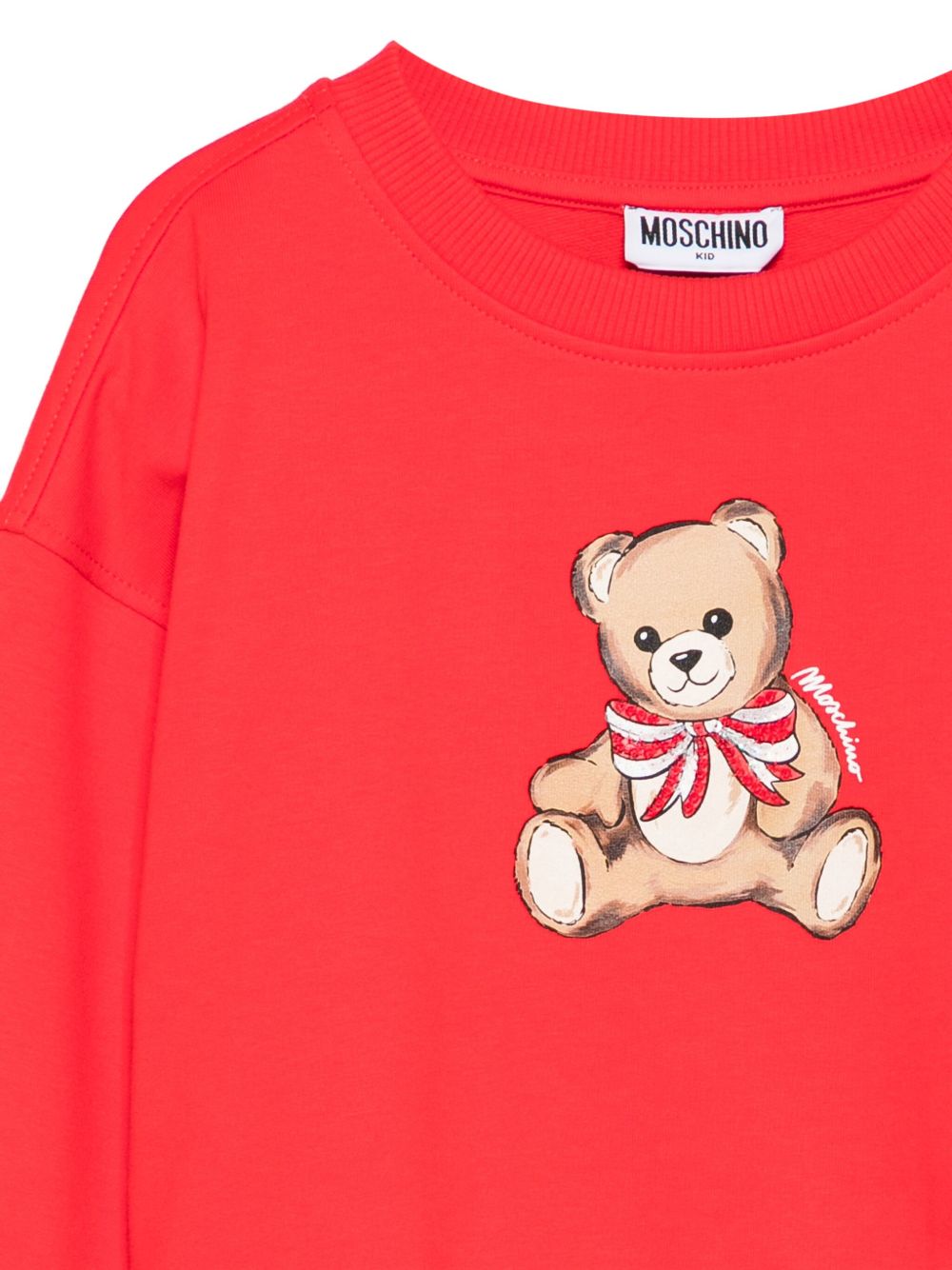 Felpa per bambina Moschino Kids rossa con stampa orso HDF06GLDA16 50109 MOSCHINO KIDS 