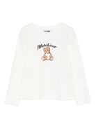 T-shirt per bambina Moschino Kids bianca con motivo Teddy Bear HDO010LBA11 10063 MOSCHINO KIDS 
