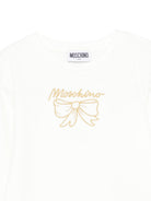 T-shirt per bambina Moschino Kids bianca con ricamo con fiocco HDO012LBA10 10063 MOSCHINO KIDS 