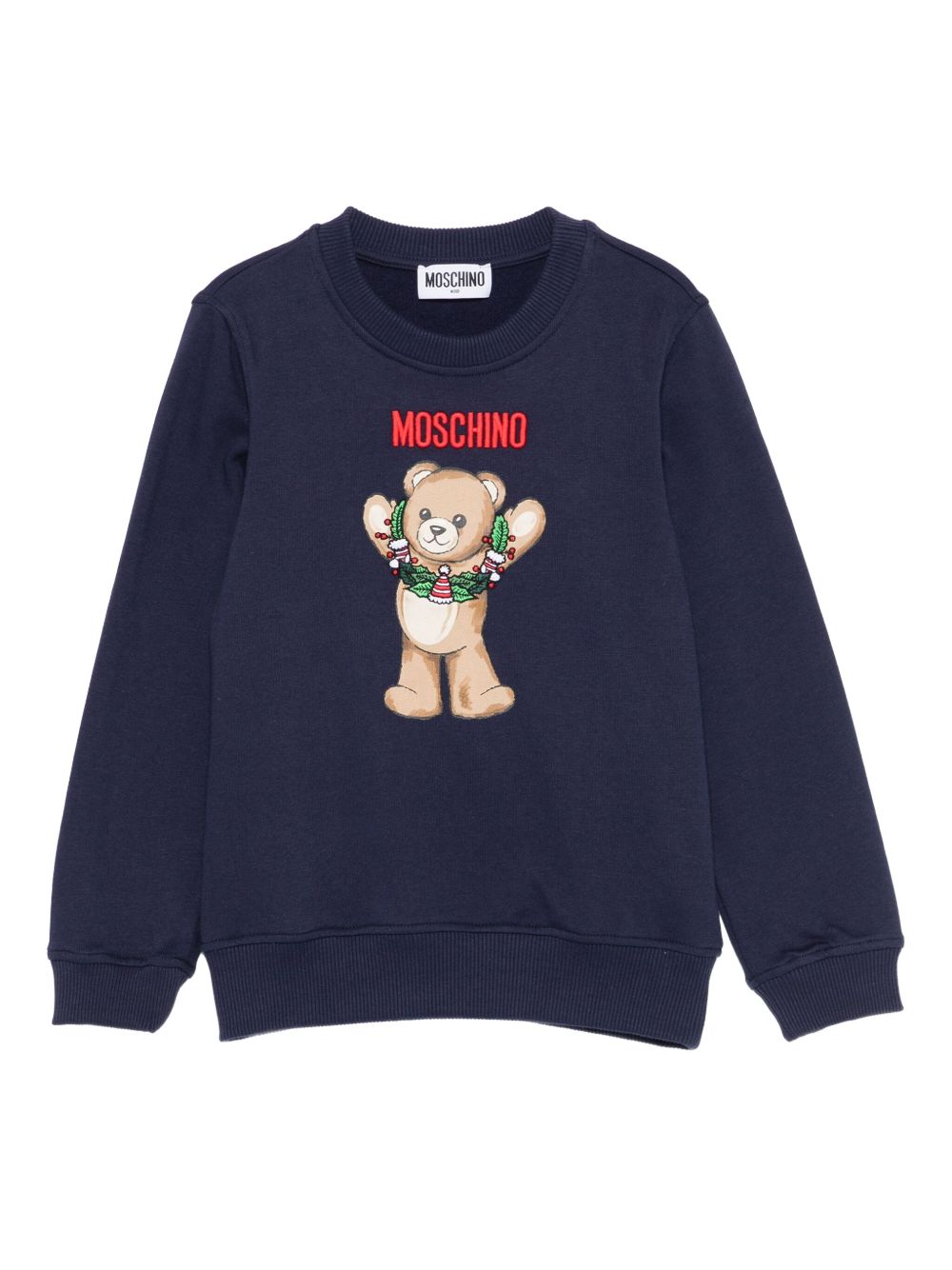 Felpa per bambino Moschino Kids blu con stampa grafica HQF08VLCA14 40016 MOSCHINO KIDS 
