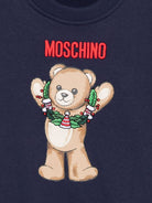 Felpa per bambino Moschino Kids blu con stampa grafica HQF08VLCA14 40016 MOSCHINO KIDS 