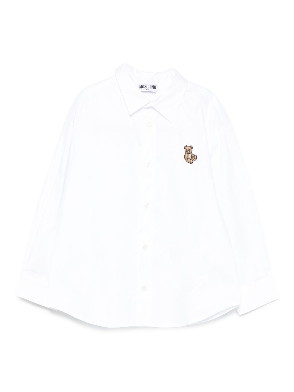 Camicia per bambino Moschino Kids bianco con ricamo Teddy HUC01NLNE06 10101 MOSCHINO KIDS 