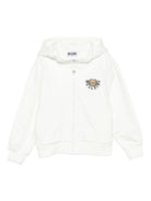 Felpa per bambini Moschino Kids bianco con chiusura con zip HUF09ELCA40 10063 MOSCHINO KIDS 