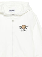 Felpa per bambini Moschino Kids bianco con chiusura con zip HUF09ELCA40 10063 MOSCHINO KIDS 