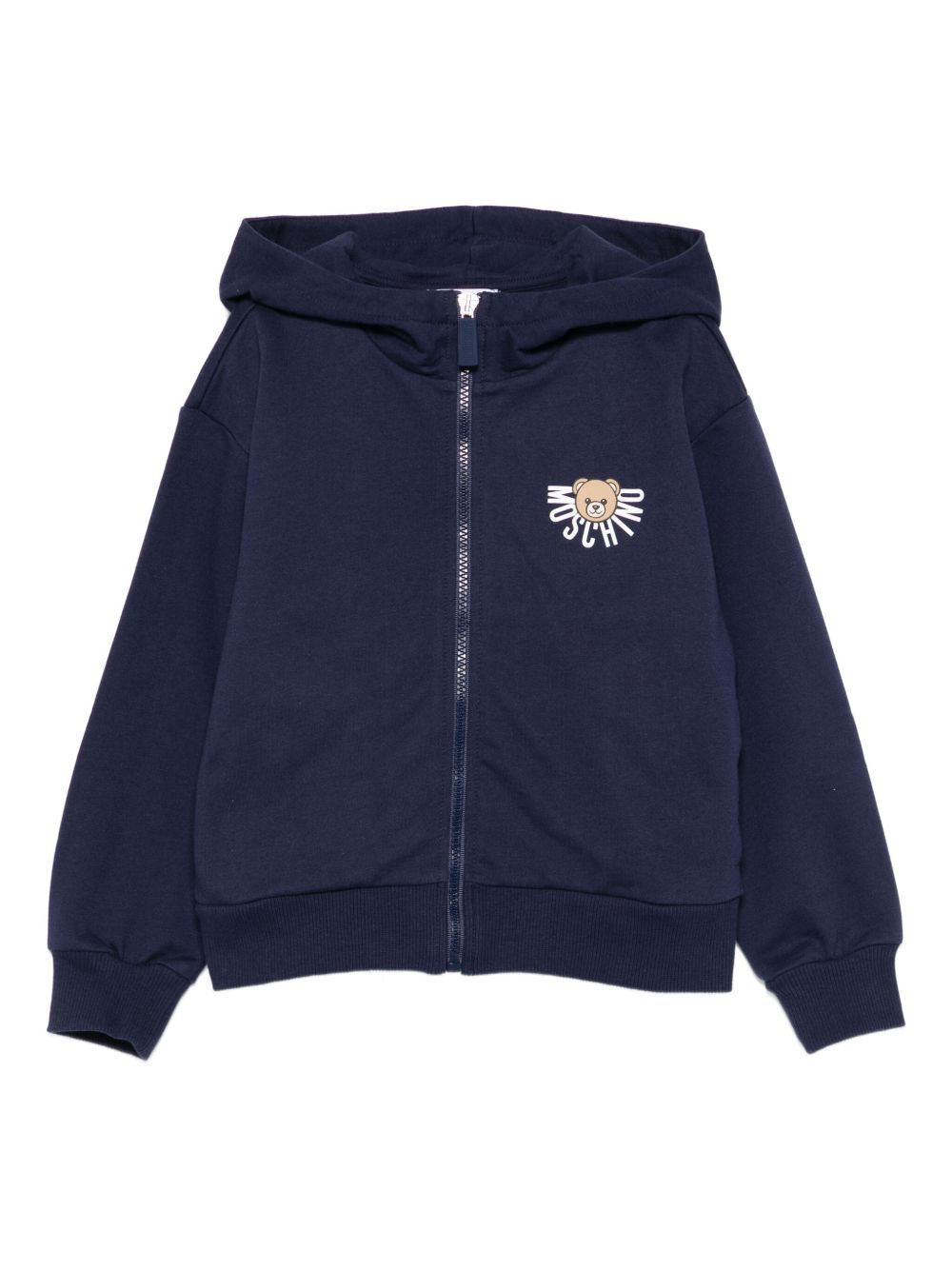 Felpa per bambini Moschino Kids blu con chiusura con zip HUF09ELCA40 40016 MOSCHINO KIDS 