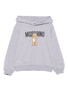 Felpa per bambino Moschino Kids grigio con stampa Teddy e cappuccio HUF09FLCA40 60901 MOSCHINO KIDS 