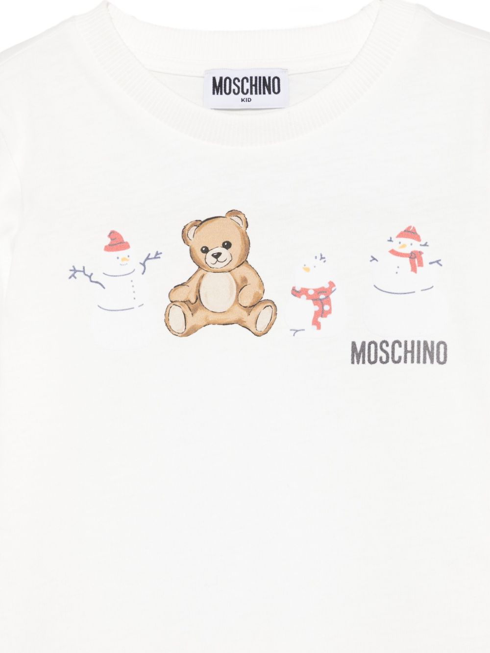 T-shirt per bambini Moschino Kids bianco con stampa grafica HUO00ZLAA01 10063 MOSCHINO KIDS 